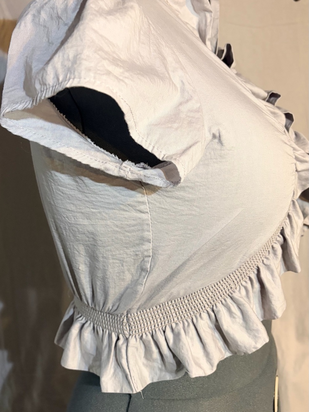 BONGO Light Gray Ruffle Crop Top